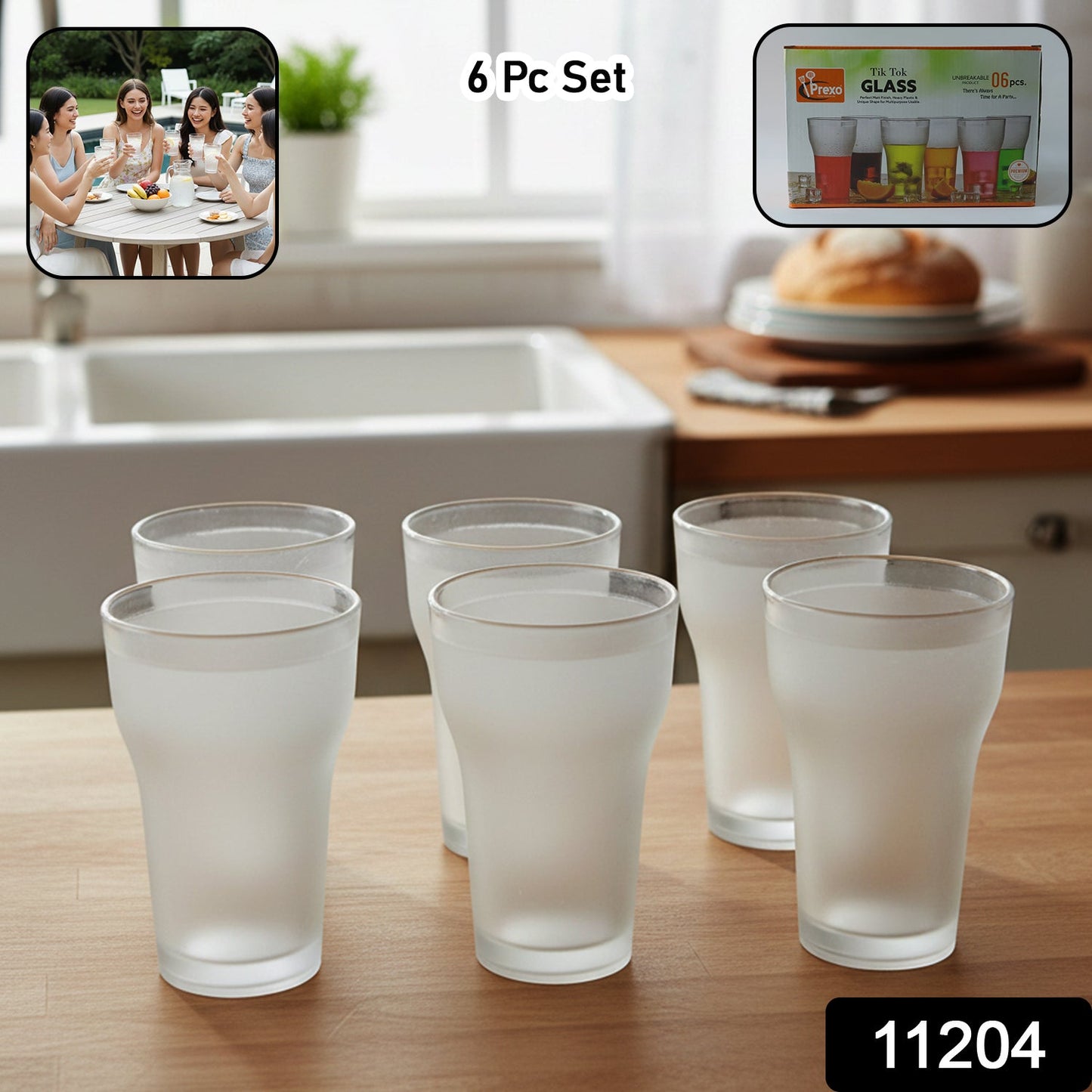 Prexo Unbreakable Plastic Drinking Water Glass (6 Pc Set, 300 ML Approx)