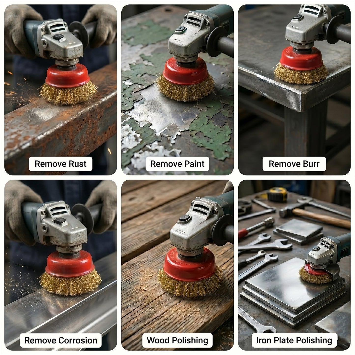 Cup brush for workshop and industrial cleaning