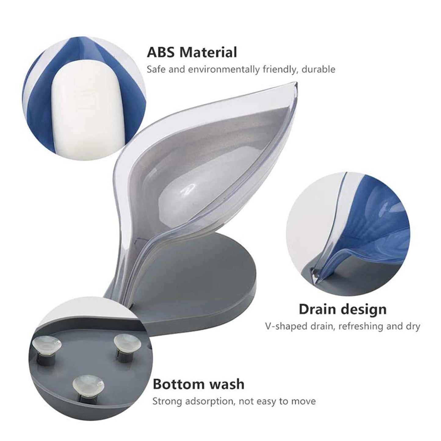 Leaf Shape Soap Dish Holder with Drain for Bathroom & Kitchen Use