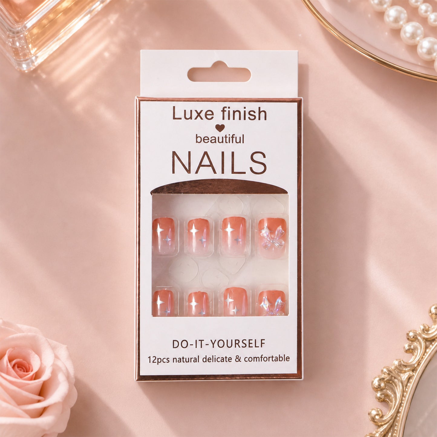 Artificial False Nail Set with Mix Design fake nails - (1 Set)