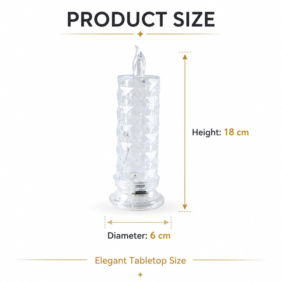 Decorative LED Crystal Candle Light (1 Pc)