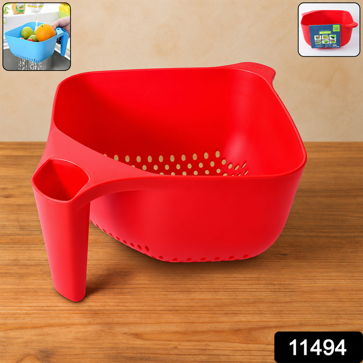 Multi-Functional Plastic Strainer Bowl with Ergonomic Handle (1 Pc)