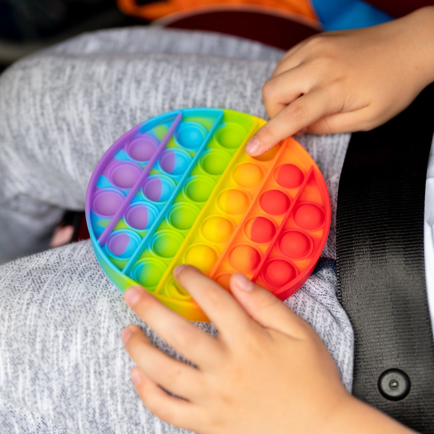 Round it stress toy with colorful bubbles.