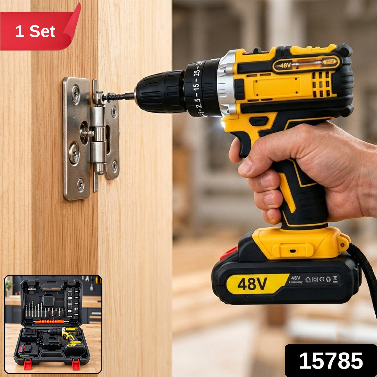Cordless Drill Machine Kit With 2 Batteries Accessories And Plastic Carry Case