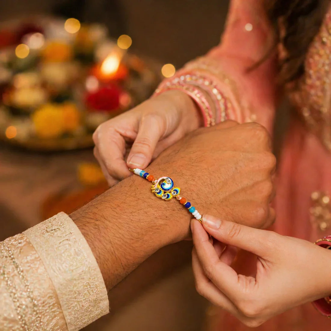 Stylish colorful bead Rakhi with durable construction and festive appeal