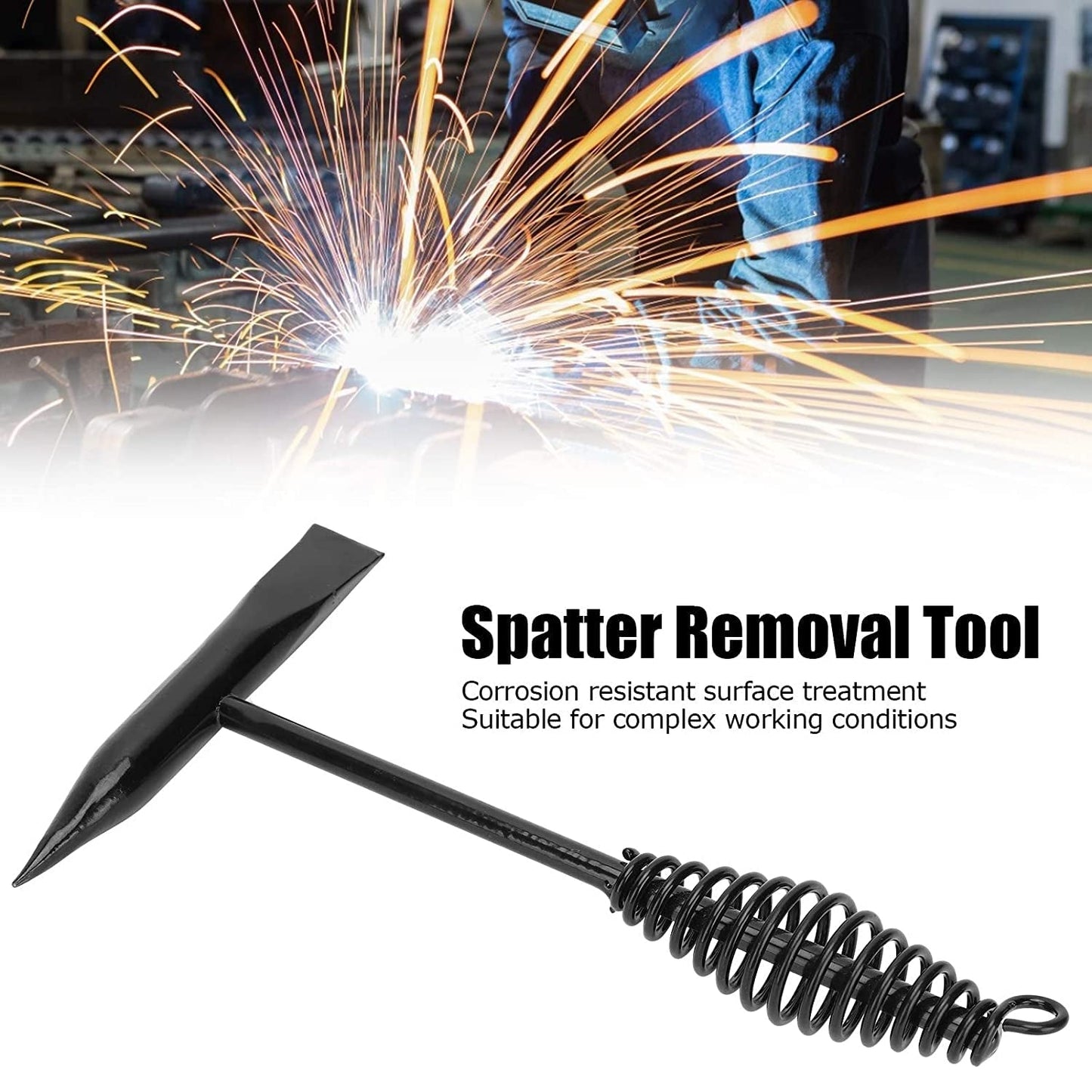 Welding Slag Removal Hammer with Coil Spring Handle | Heavy Duty Chipping Tool for Slag & Spatter Cleaning (1 Pc)