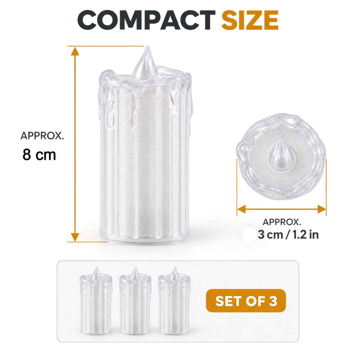 LED candle size guide