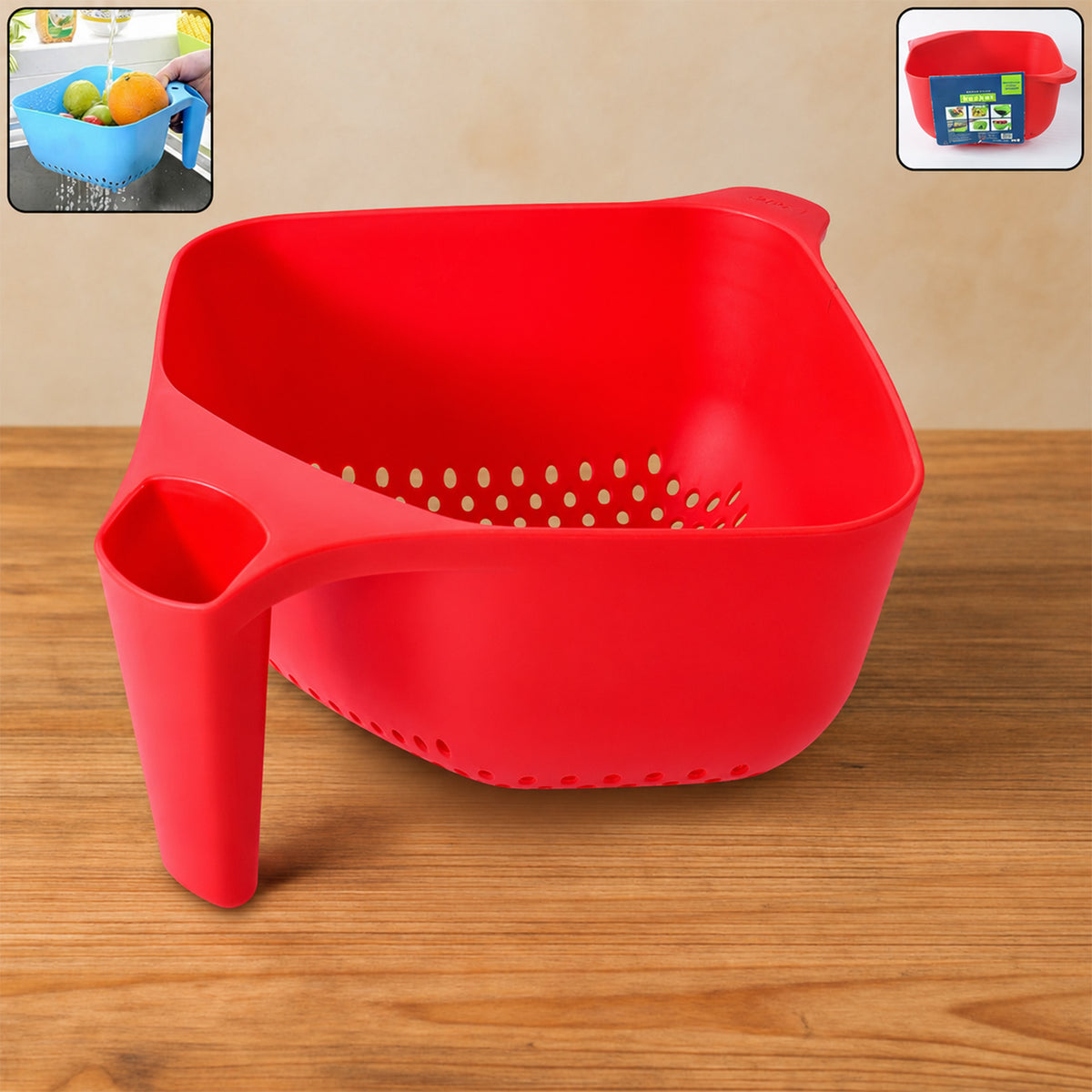 Multi-Functional Plastic Strainer Bowl with Ergonomic Handle (1 Pc)