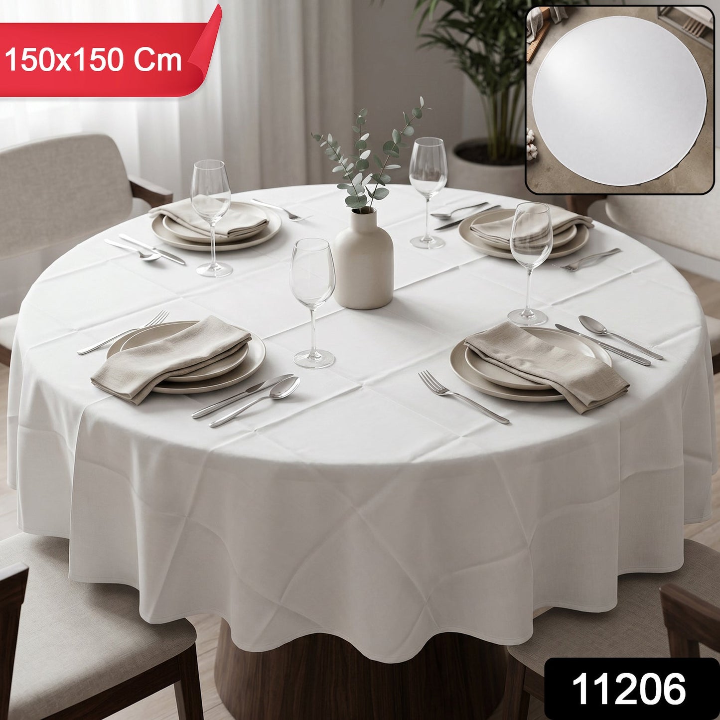 White Round Table Cover