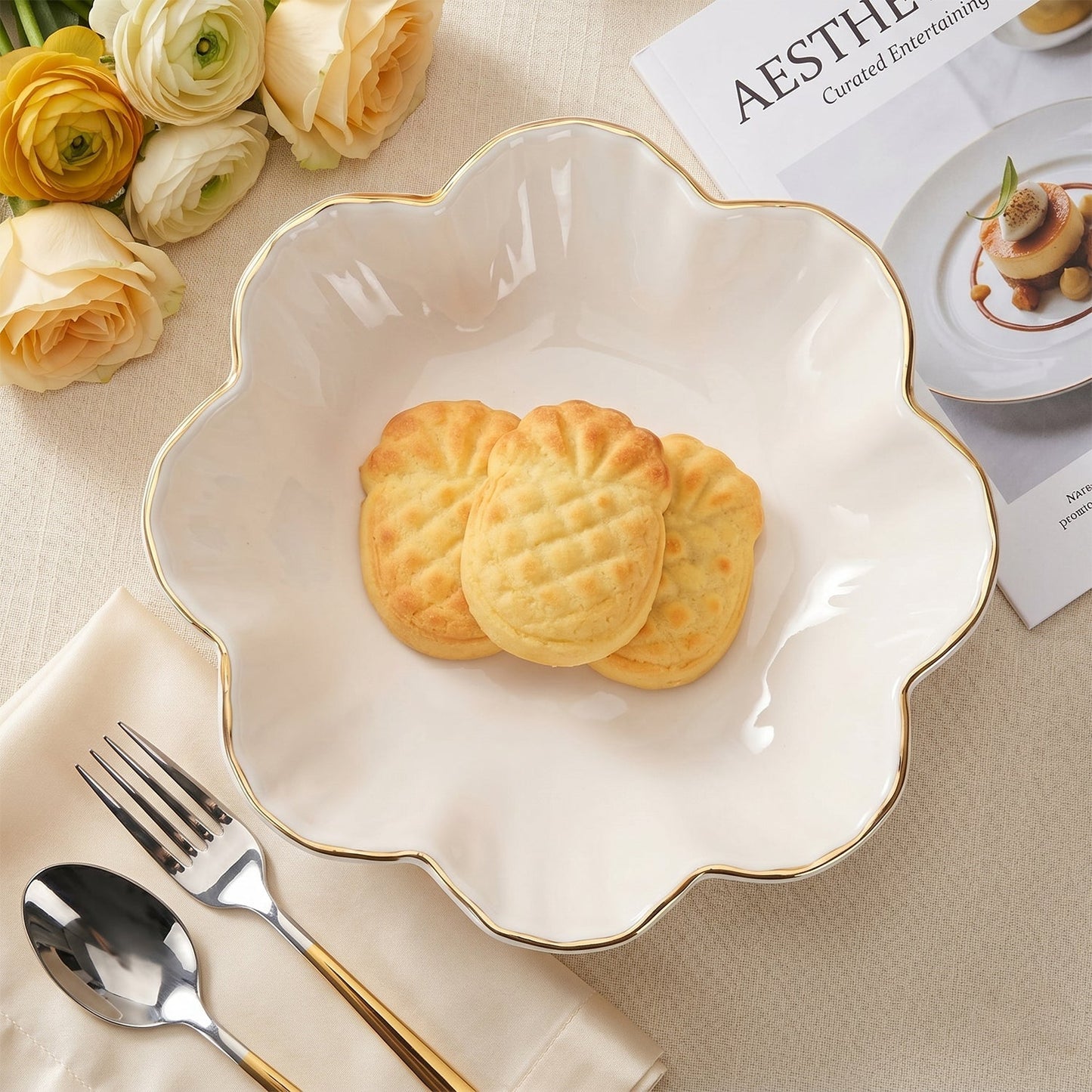 Lotus tray serving snacks