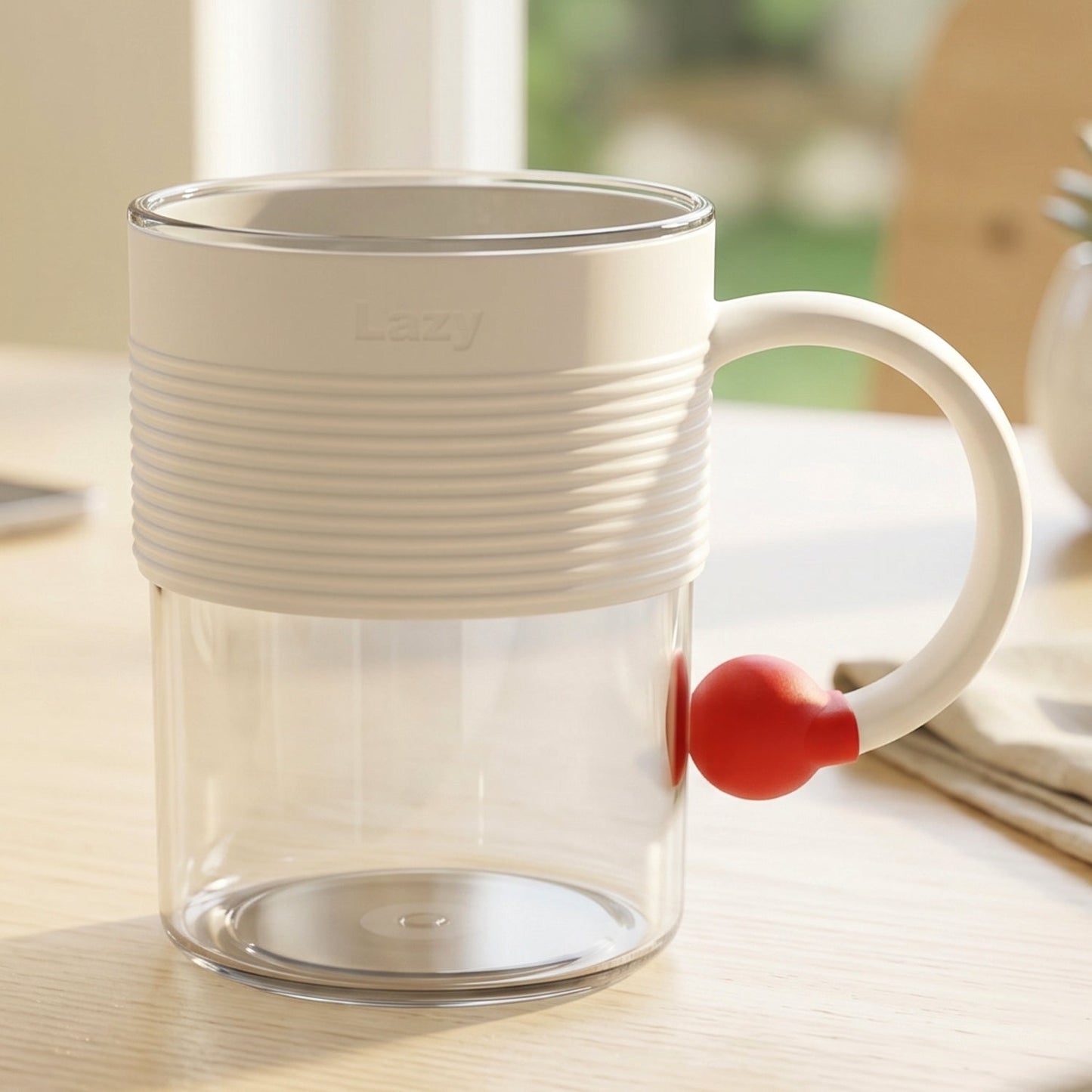 Transparent plastic tea coffee mug handle