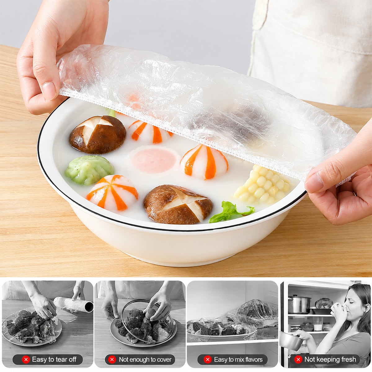 Elastic food cover for bowls and plates