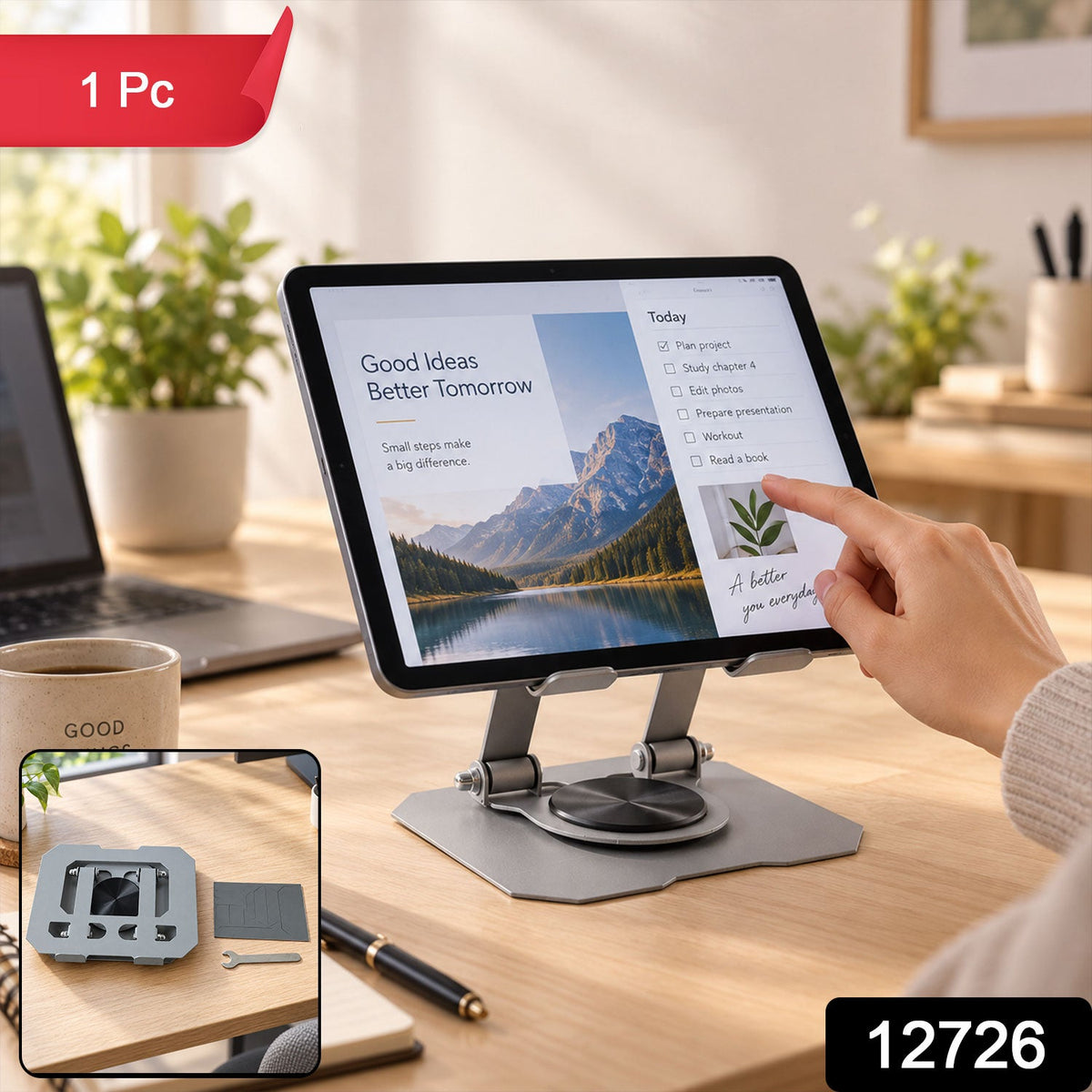 Foldable metal phone and tablet holder - SKU photo