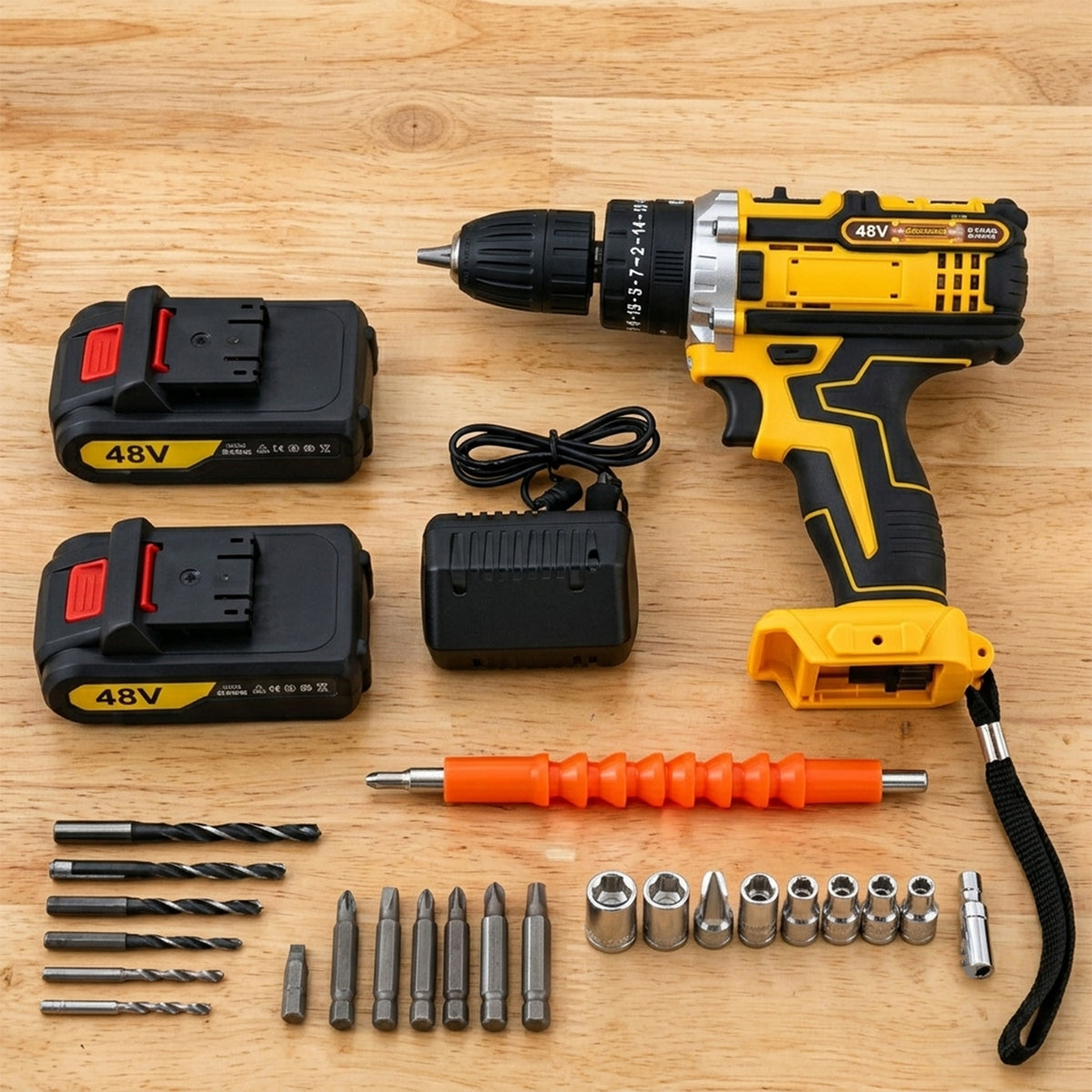 Cordless Drill Machine Kit With 2 Batteries Accessories And Plastic Carry Case