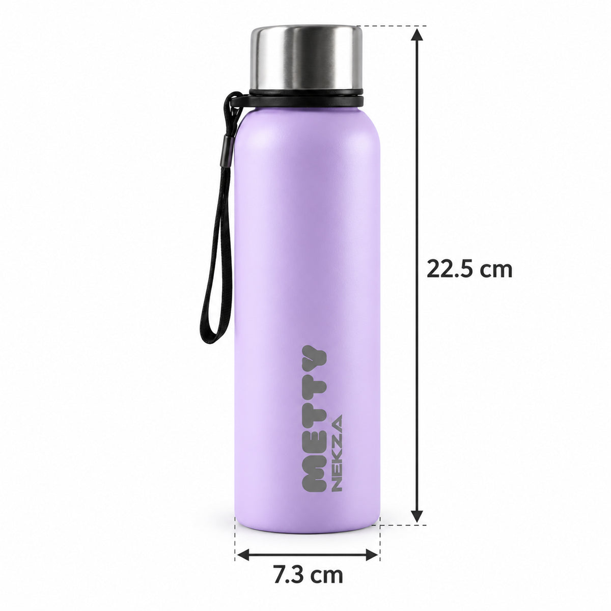 Metty Stainless Steel Water Bottle with Screw Cap and Carry Strap (750 ML)