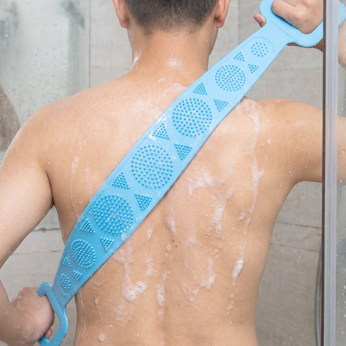 Silicone Back Scrubber Belt for Bathroom Shower, Dual Handle Body Scrub (1 Pc)