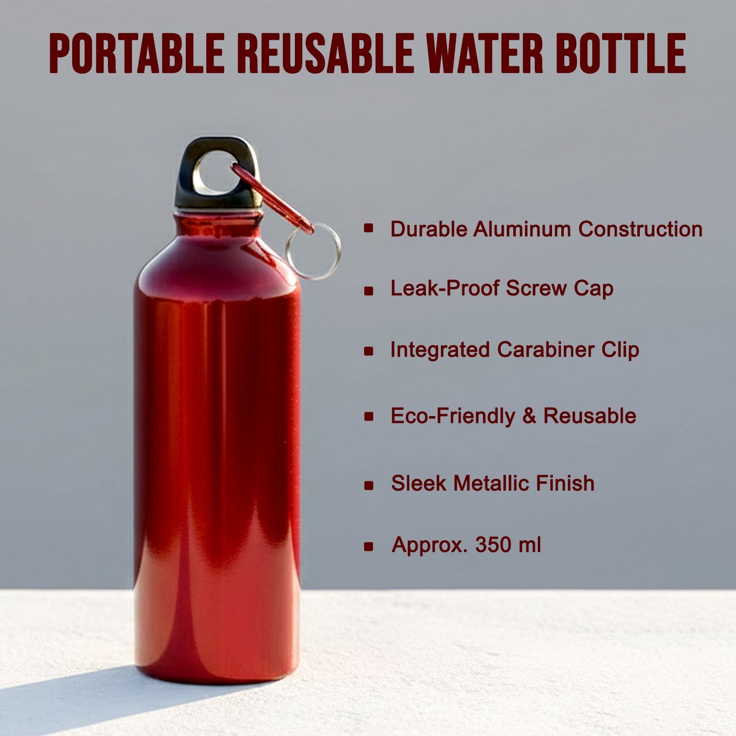 Portable Reusable Water Bottle (Approx. 350 ml)