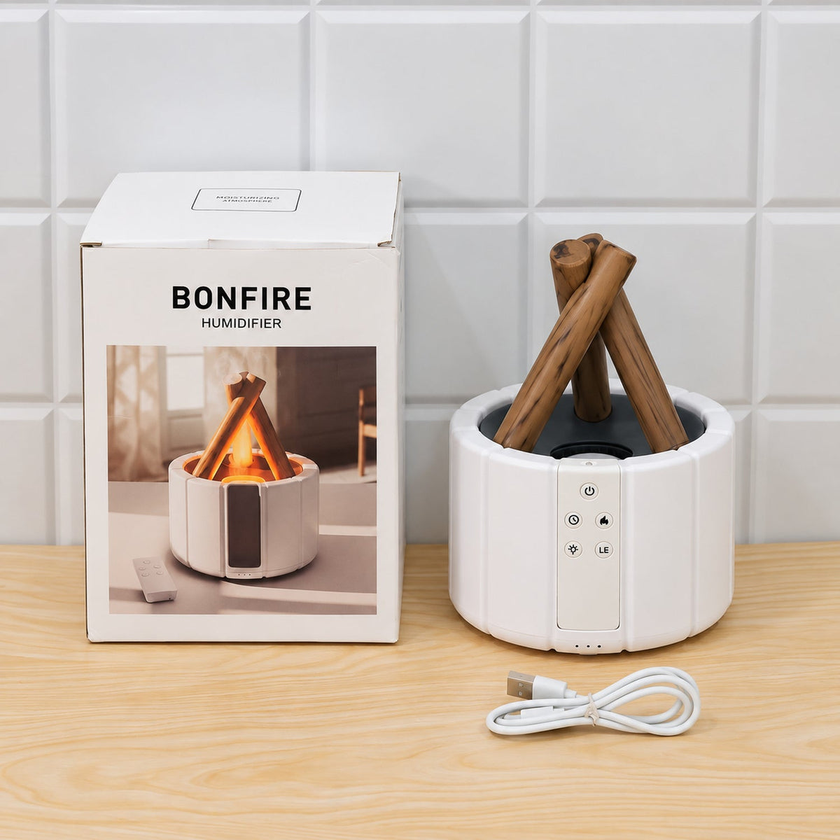 Bonfire style humidifier in a home setting