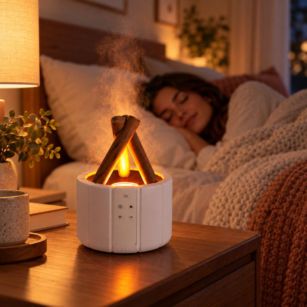 Bonfire style humidifier on a white background