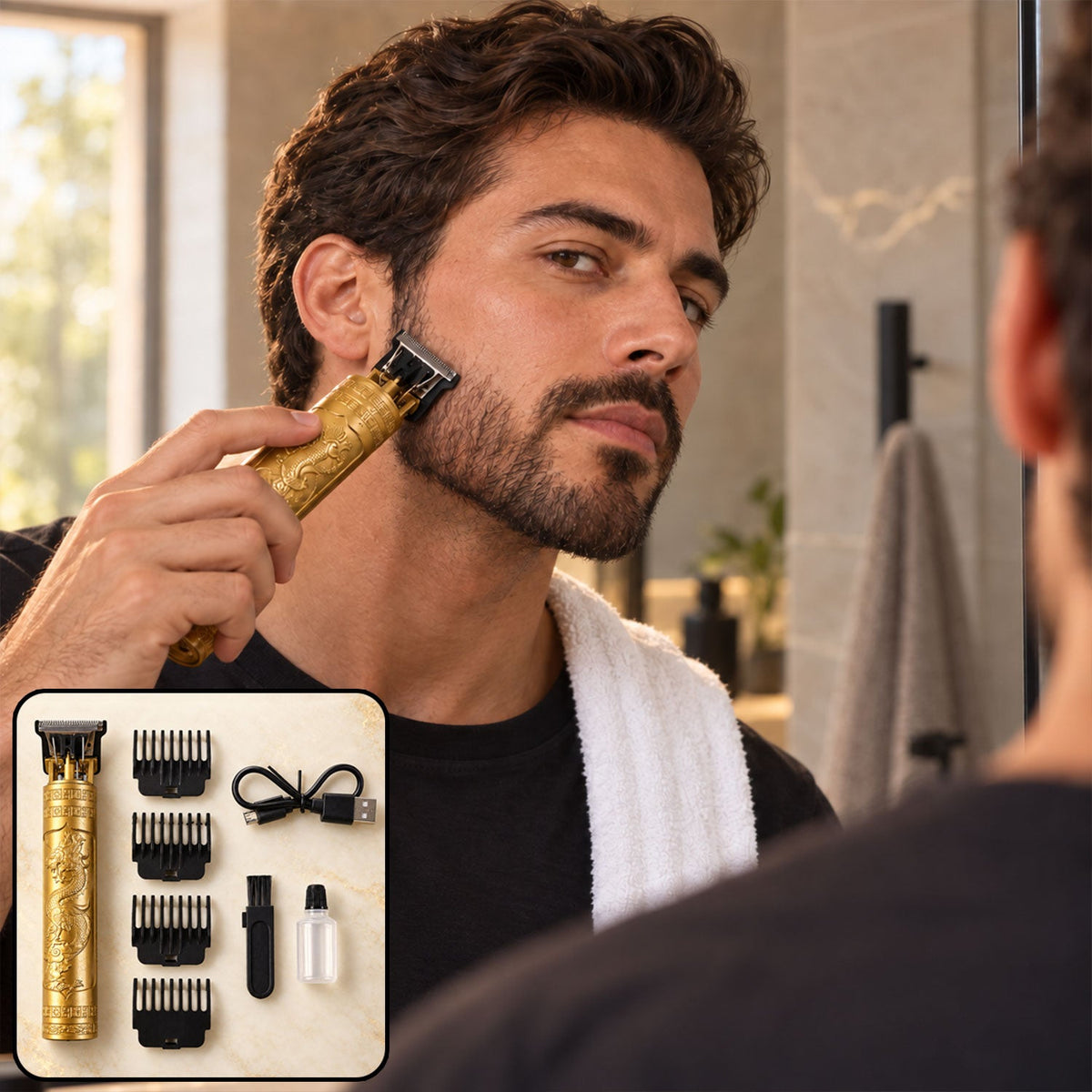 USB rechargeable hair trimmer T-blade combs