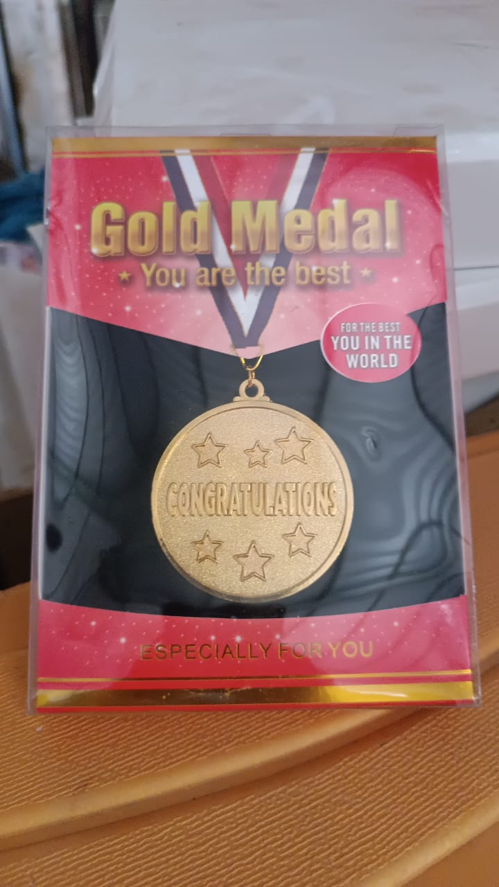 Gold Finish Winner Medal with Ribbon Strap Award Medal (1 Pc)