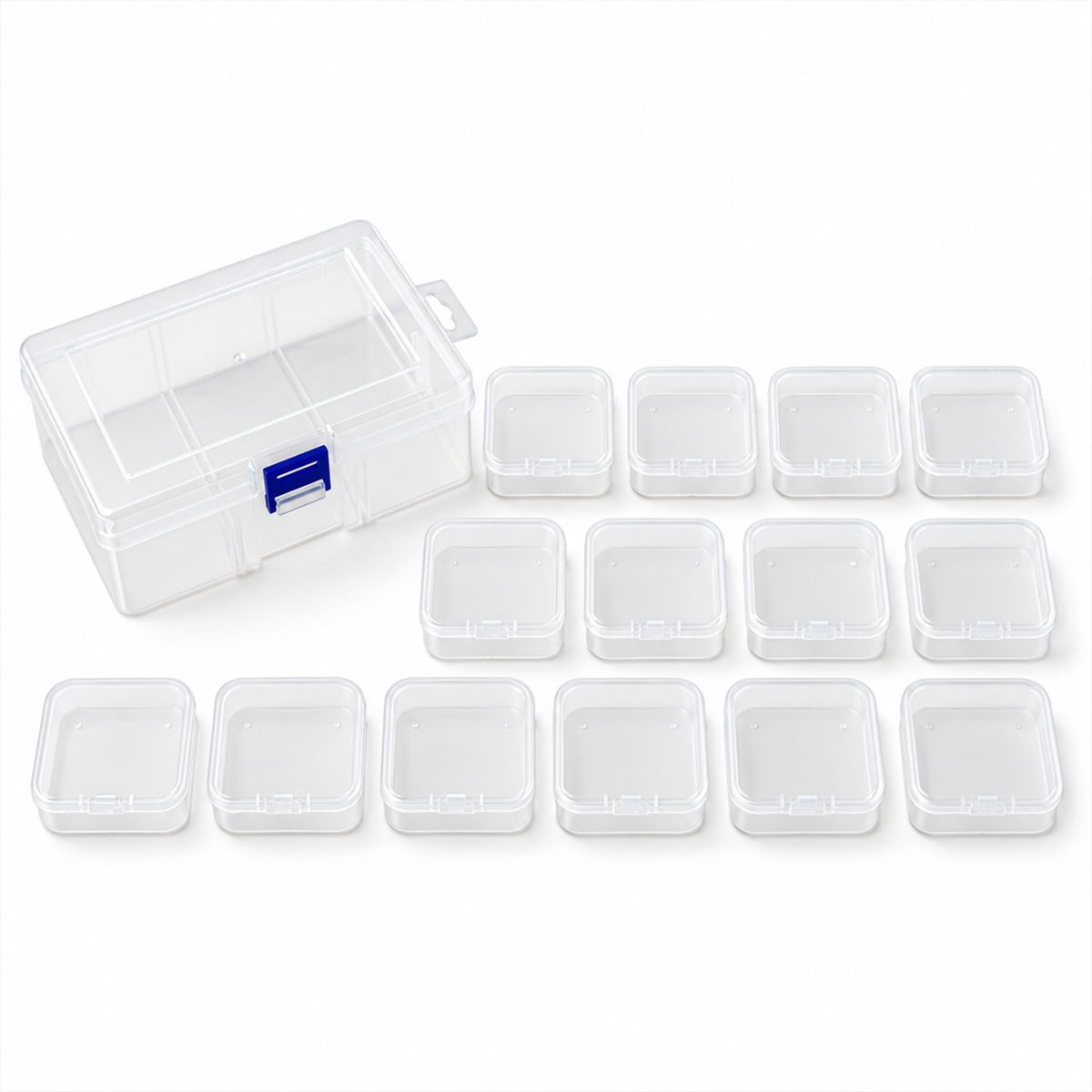 Transparent Compartment Storage Box with Removable Mini Cases (1 Pc)