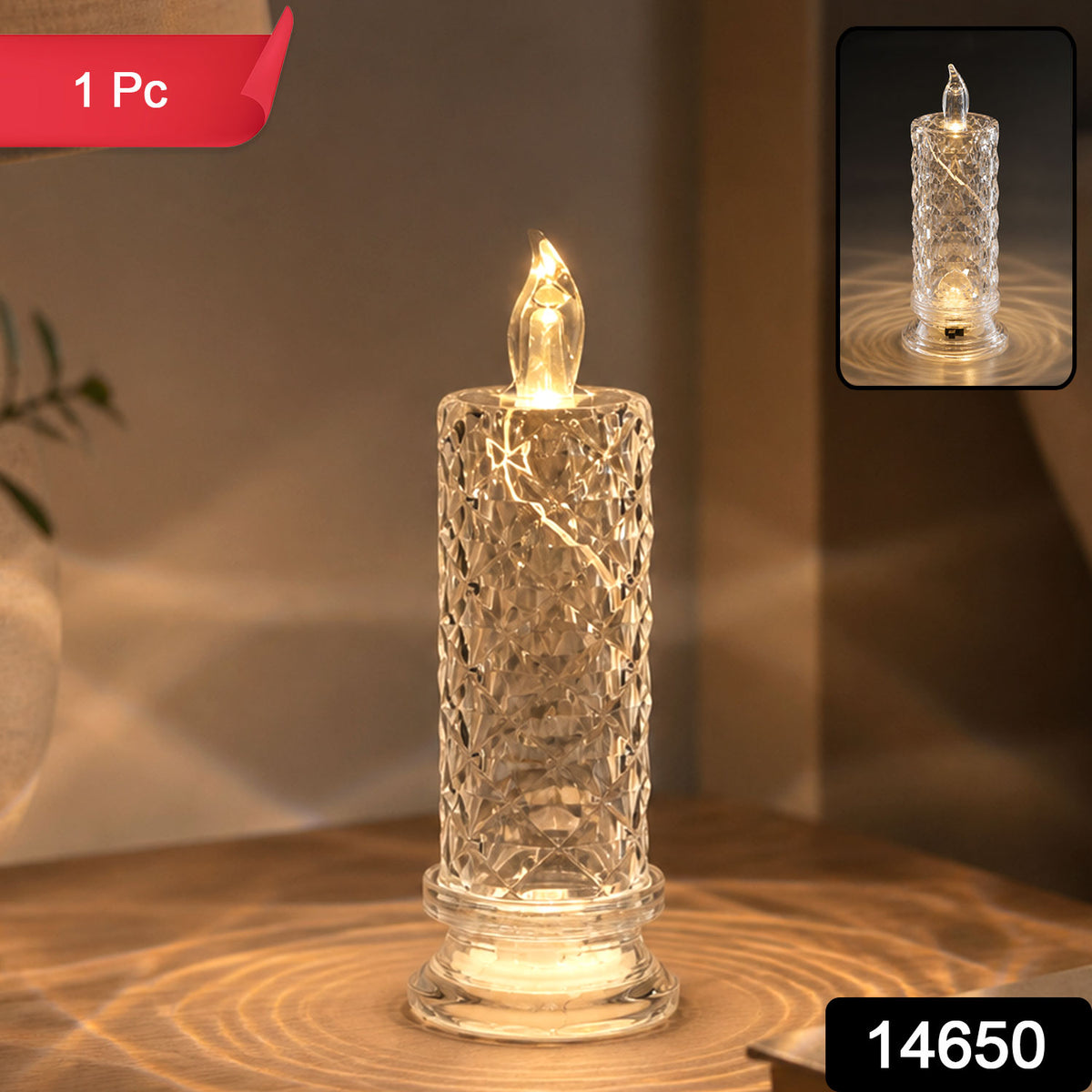 Decorative LED Crystal Candle Light (1 Pc)