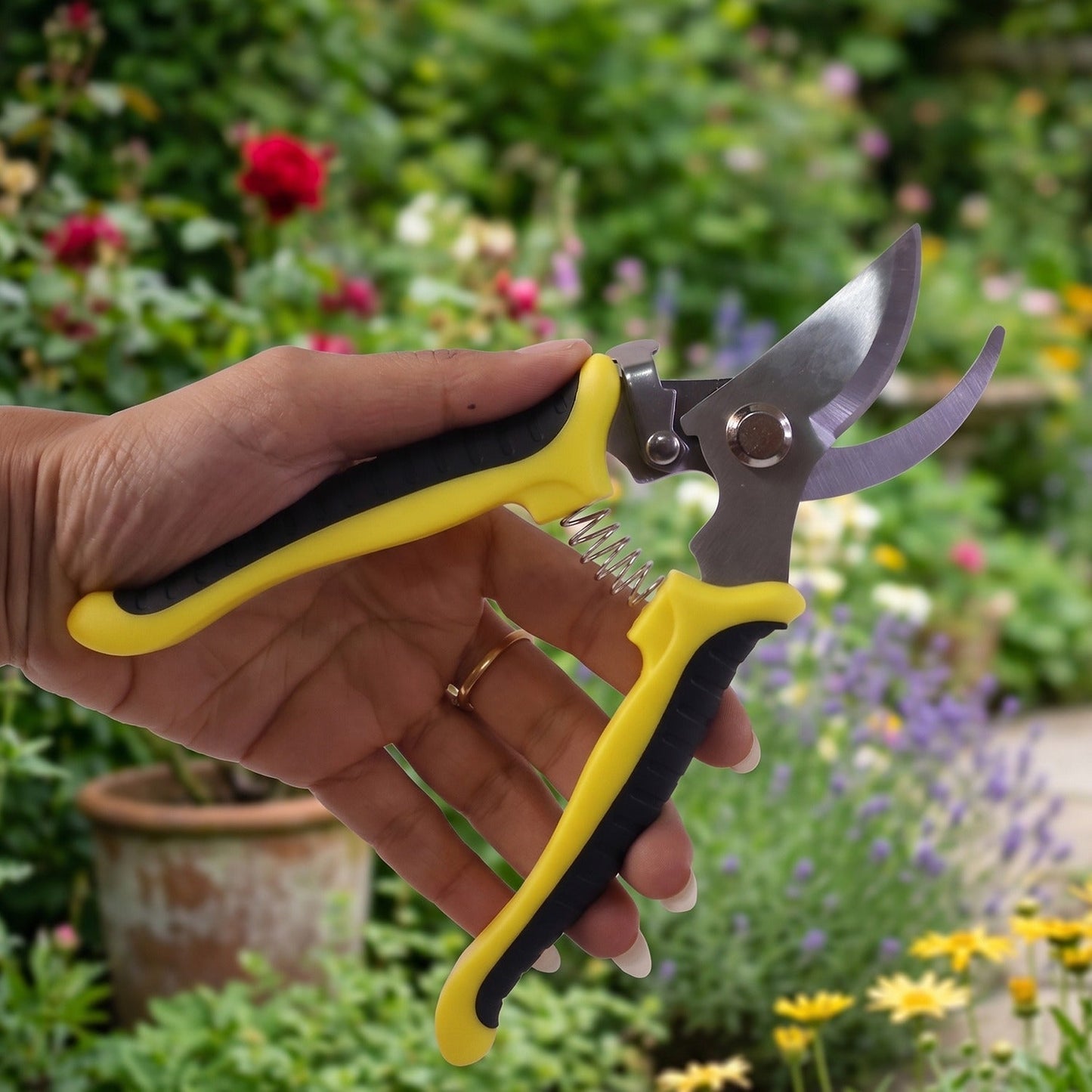 Garden pruner cutting use