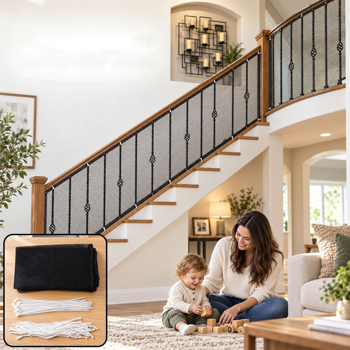Kids balcony safety net mesh railing cover