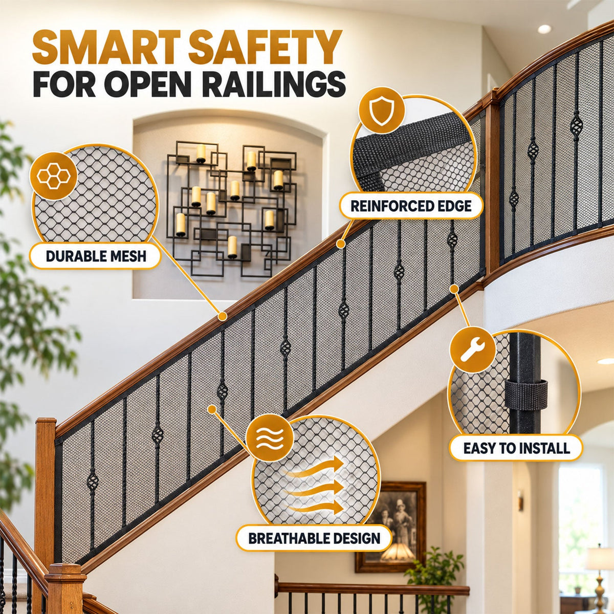 Balcony safety net white bg