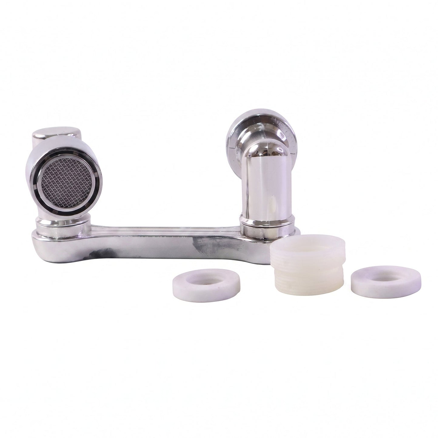 Flexible faucet head extender on white background