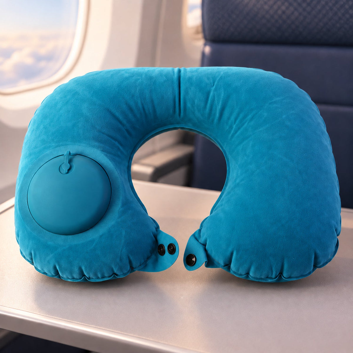 Inflatable U shape travel neck pillow pump