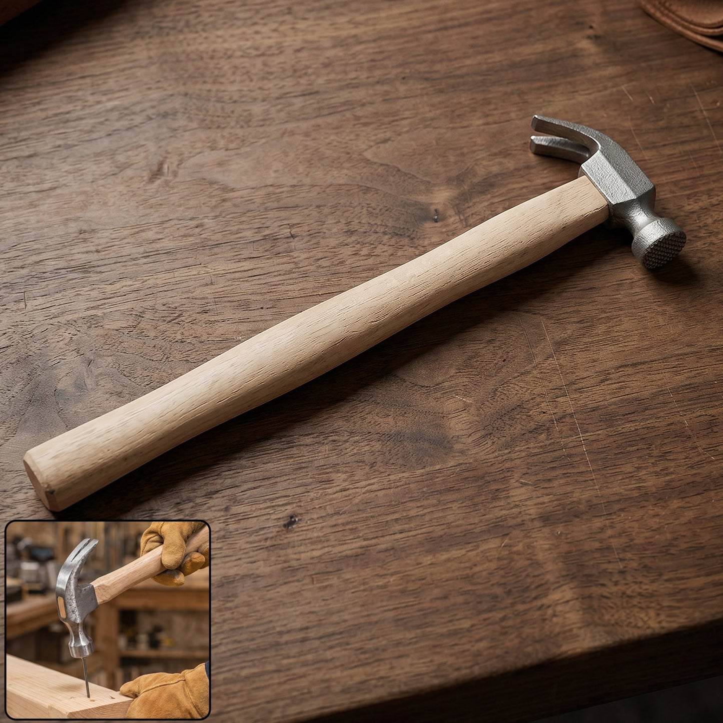 Wooden handle claw hammer steel