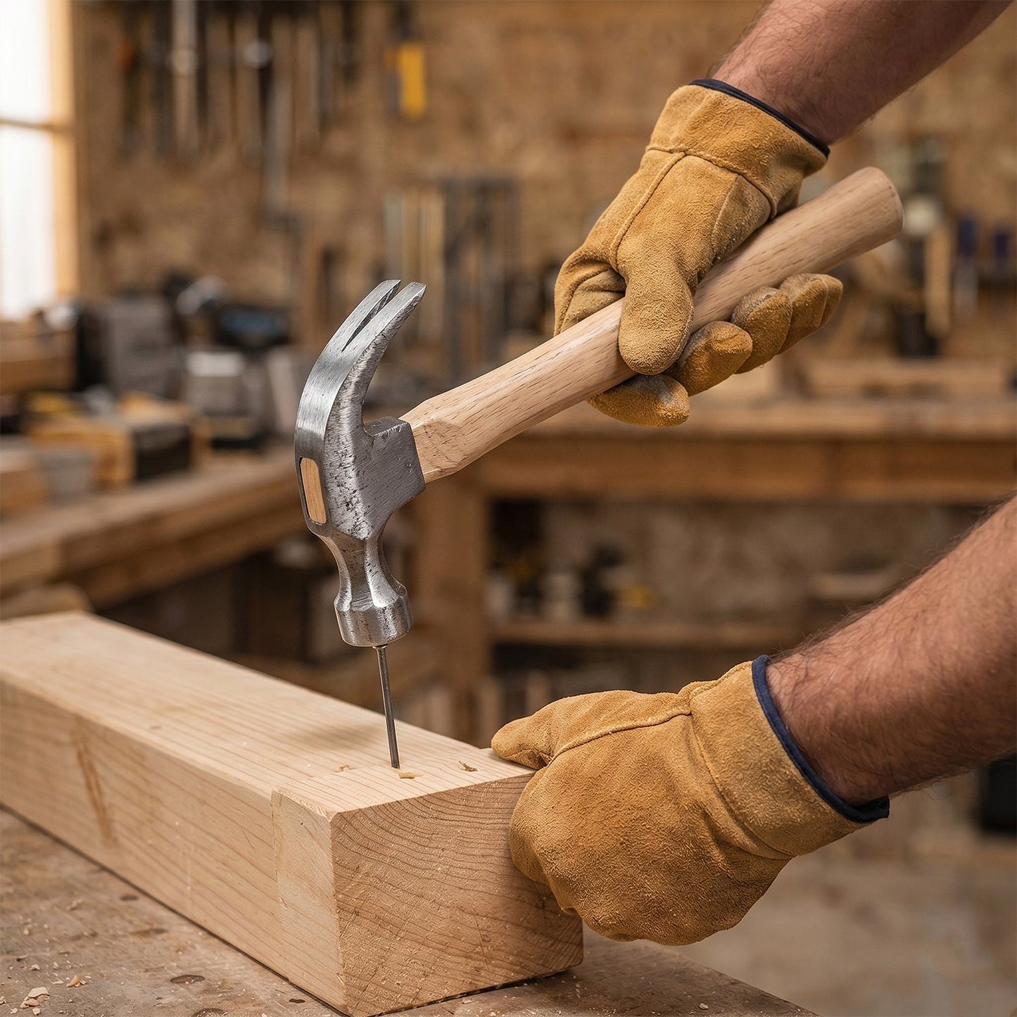 Claw hammer nail removal use