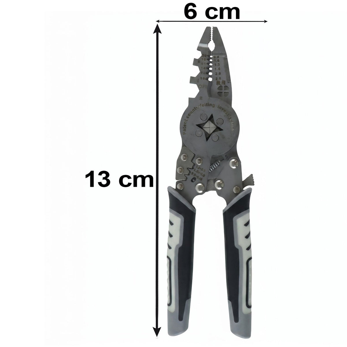 Wire crimping plier size details