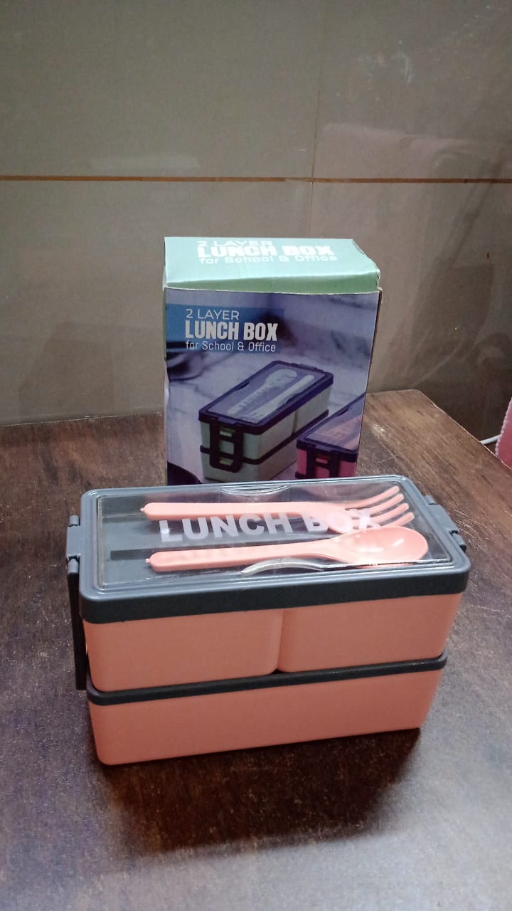 Plastic 3 Layer Leak Proof 3 Compartment Lunch Box for Office (1 Pc)