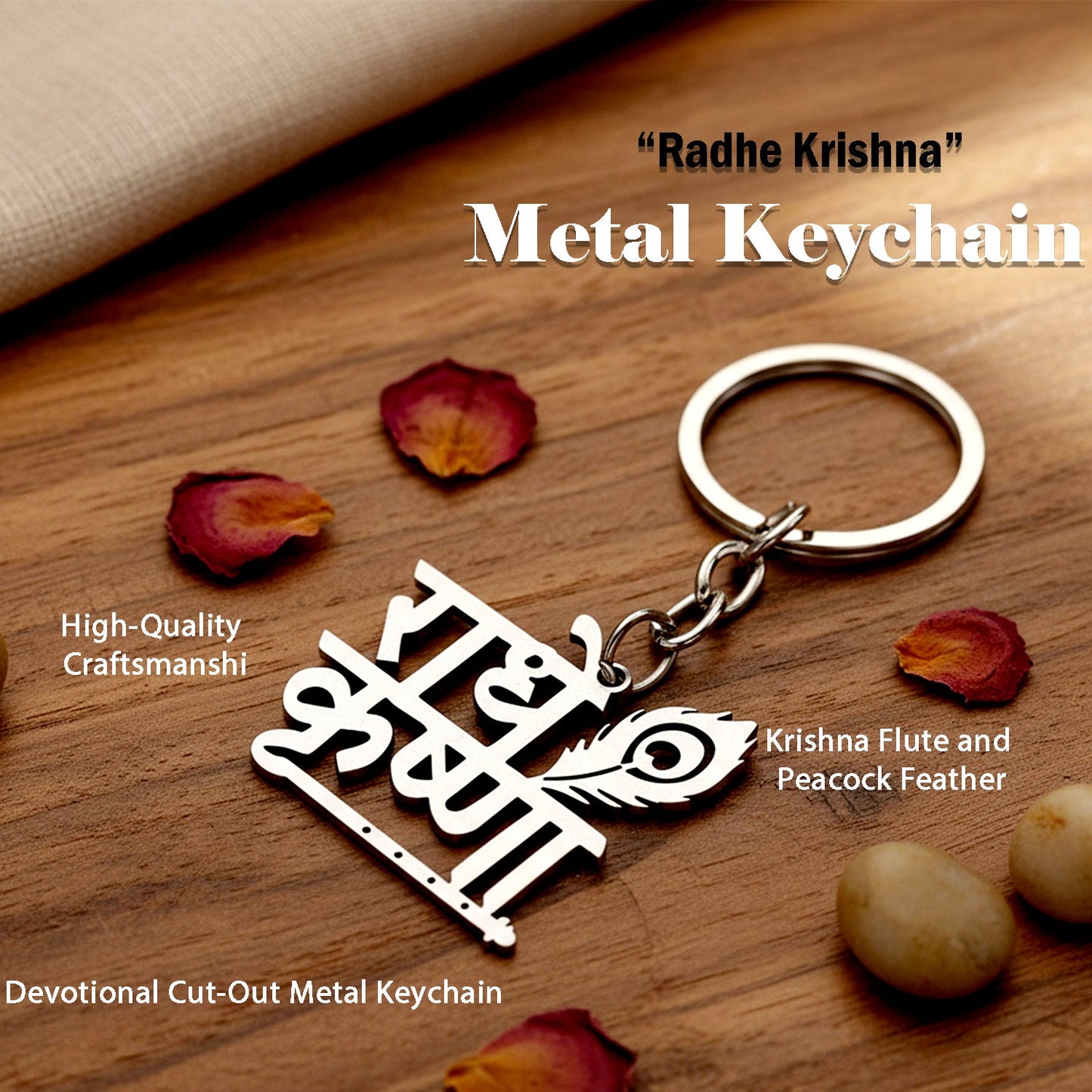 Premium “Radhe Krishna†Metal Keychain (1 Pc)