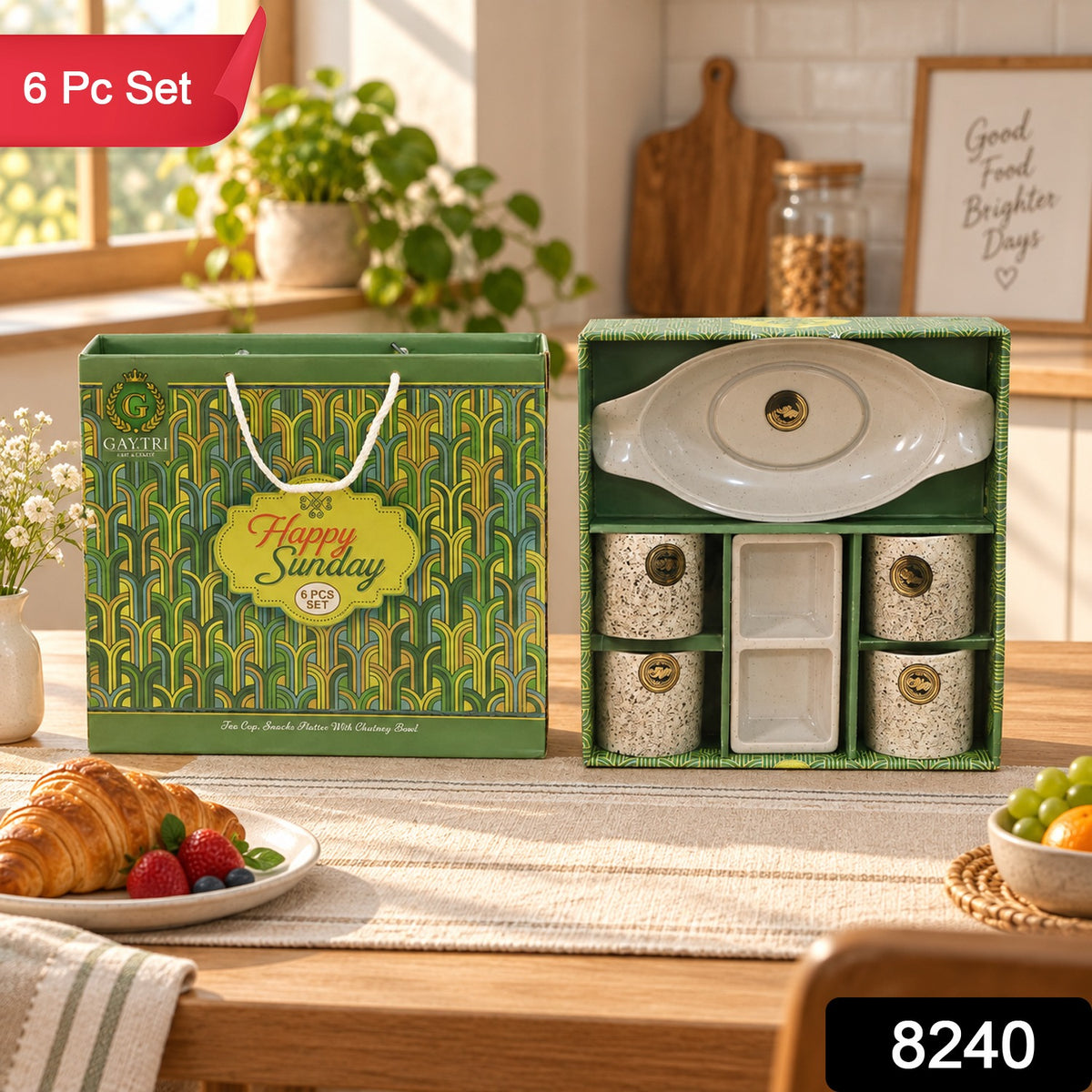 Sunday Funday 6-Piece Tea Set – Platter & Dual Bowl