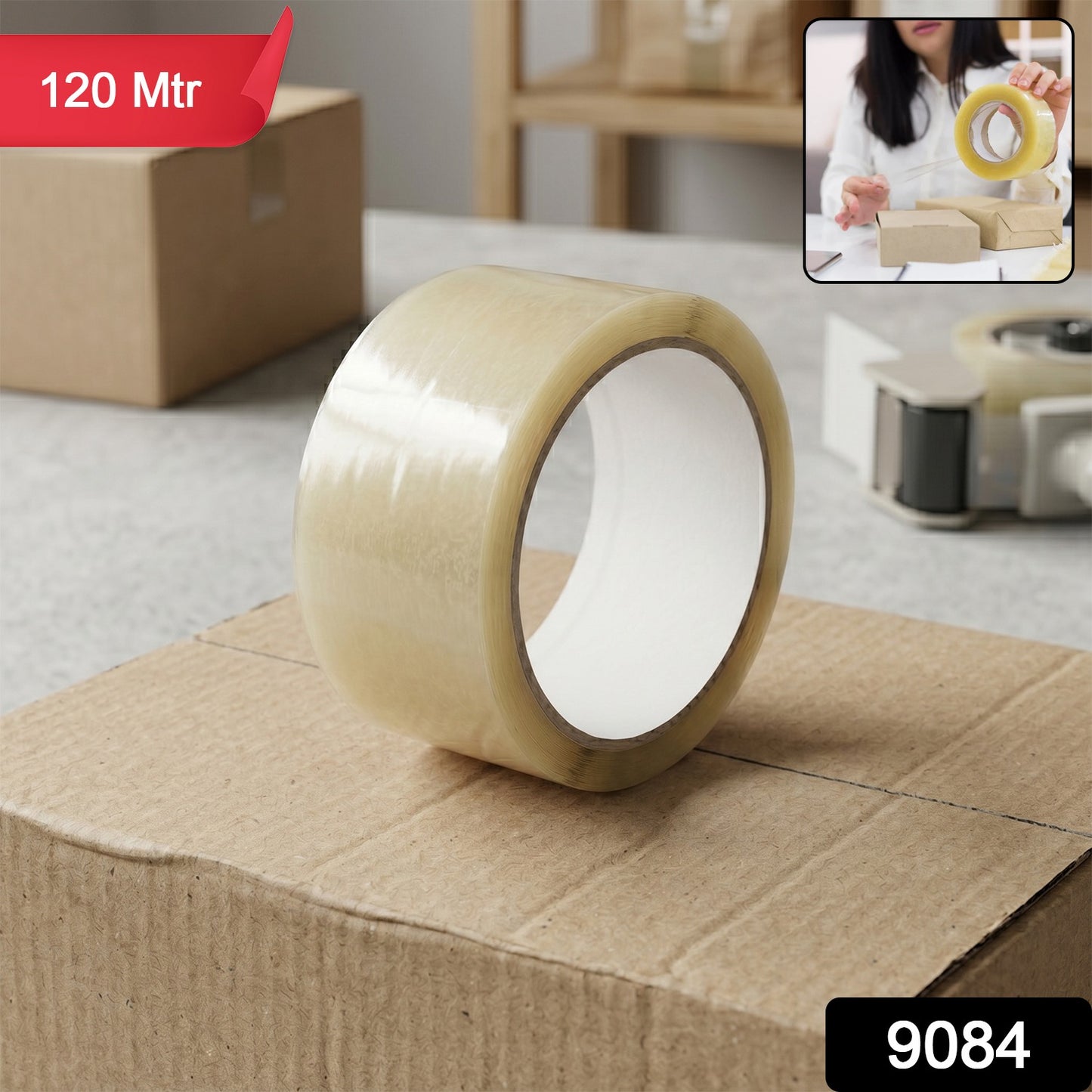 HIGH ADHESIVE TRANSPARENT TAPE FOR HOME PACKAGING. (120 meter)
