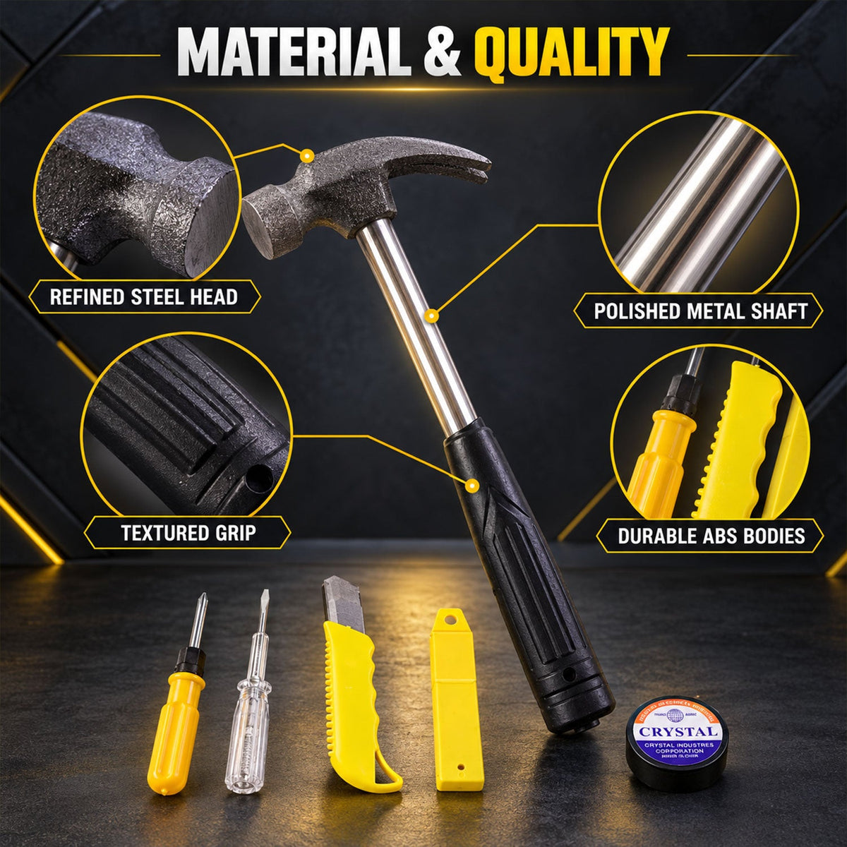 6 in 1 Home Repair Hand Tool Kit with Hammer, Screwdriver & Cutter (1 Set)