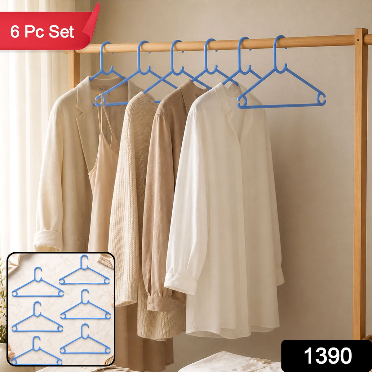Plastic Clothes Hanger (Set of 6 Pieces)