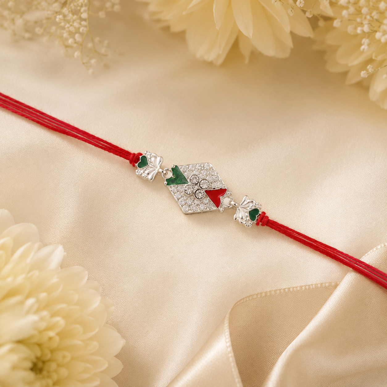 Stylish modern rakhi featuring beads, stones, and elephant motif for Raksha Bandhan