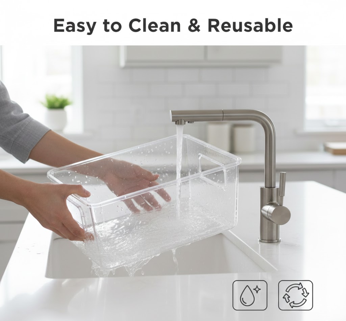 Plastic Refrigerator Organizer Bins, 1 Stackable Fridge Organizers with Handle, Clear Organizing Food Fruit Vegetables Pantry Storage Bins for Freezer kitchen Cabinet Organization and Storage (1 Pc Mix Color)