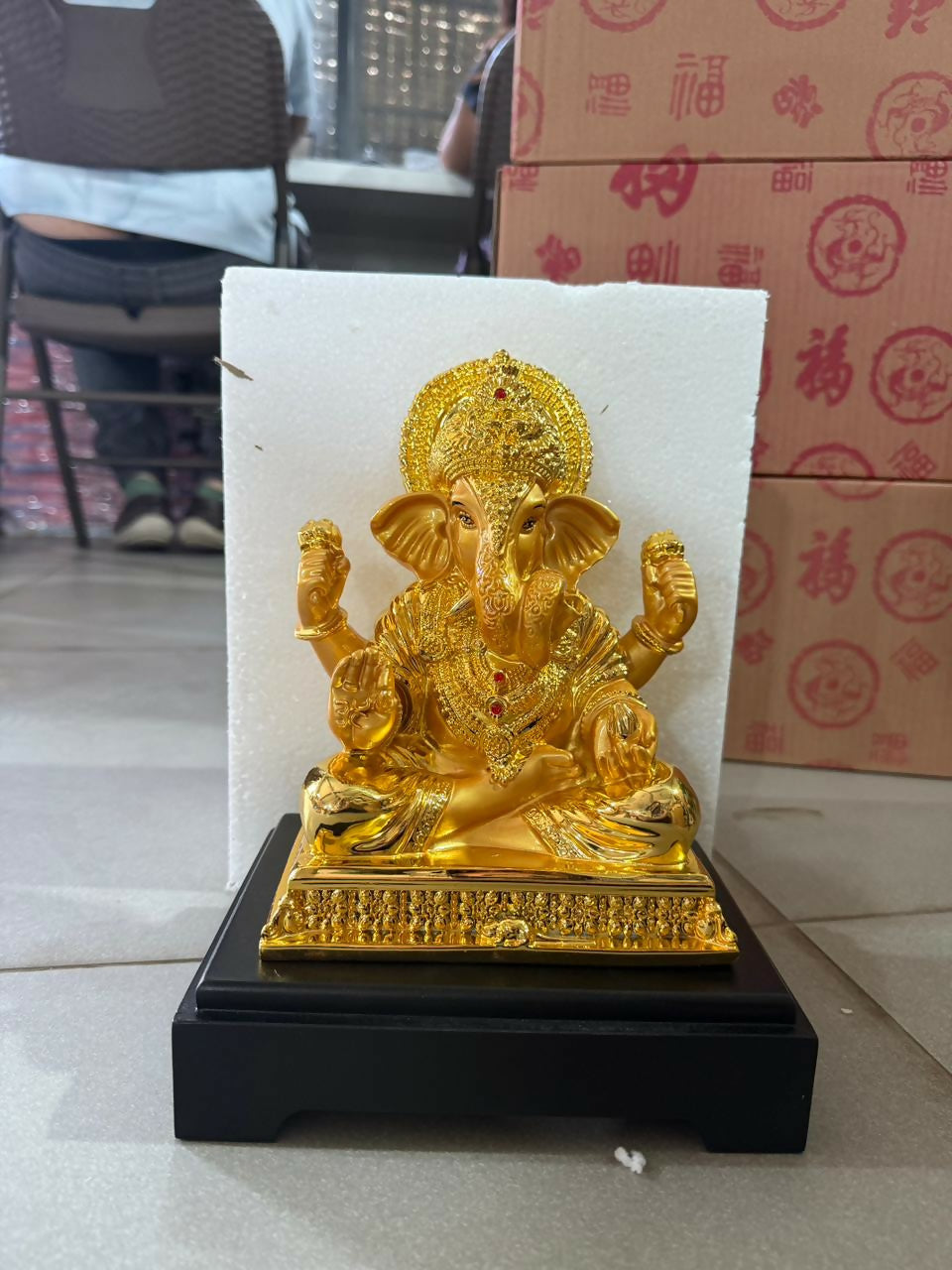 Golden Lord Ganesha Idol Showpiece for Home Temple & Office Décor