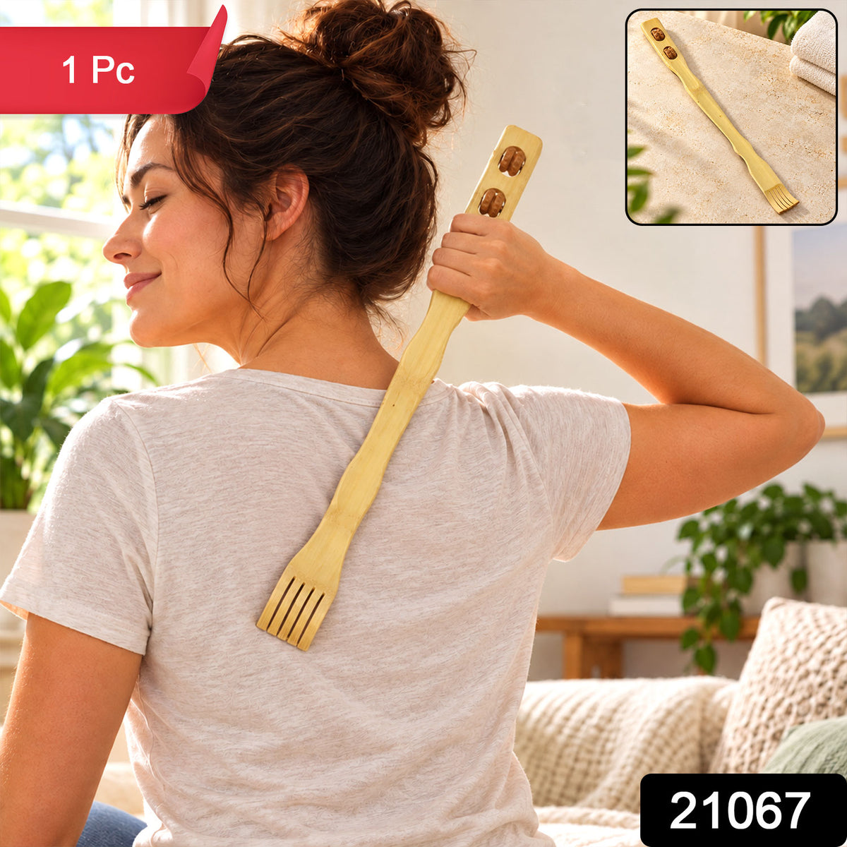 Wooden Back Massager Stick (1 Pc, 46 Cm)