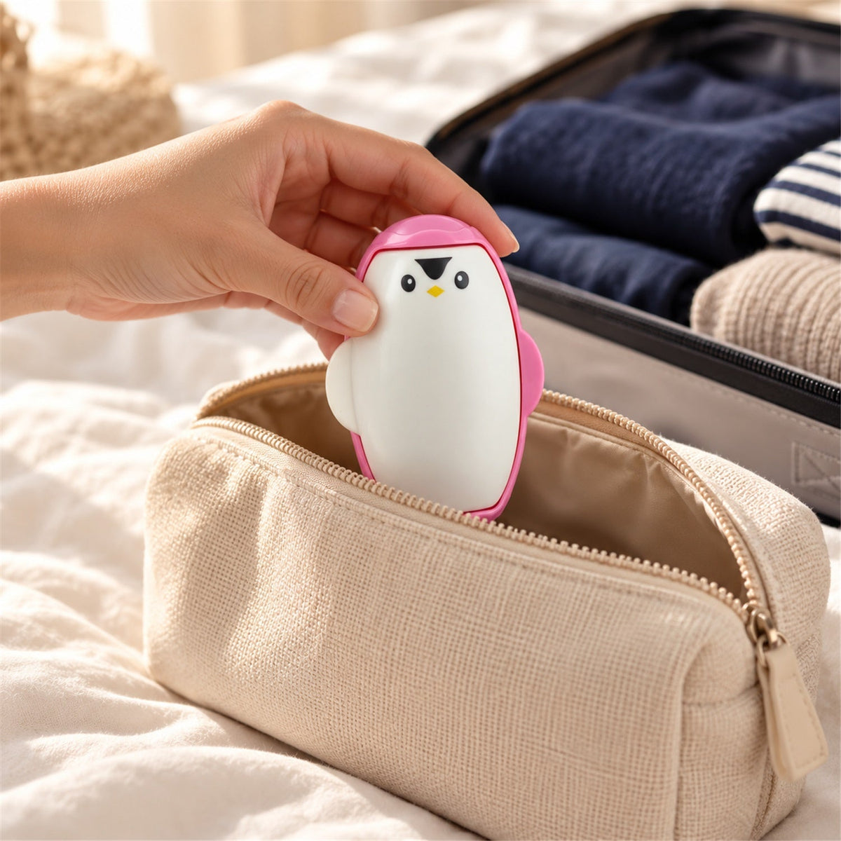 Pink Penguin Reusable Lint Roller