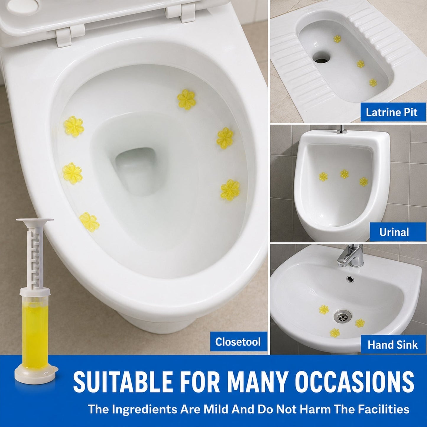 Examples of toilet gel cleaner usage