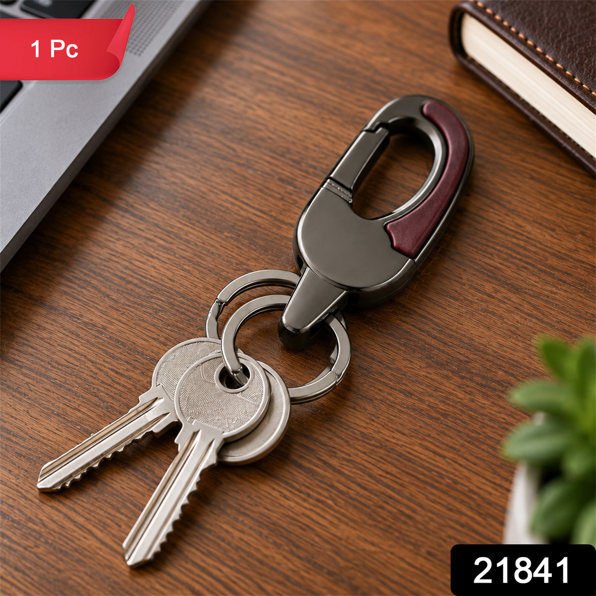 Premium Dual Ring Metal Key Holder with Rotating Swivel (1 Pc)