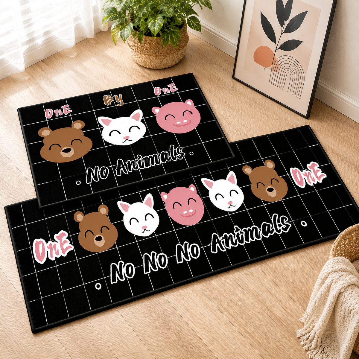 Printed Anti Slip Floor Mat Set Safe & Decorative for Home