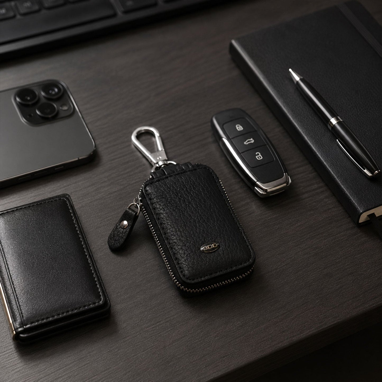 Leather car key case holder pouch